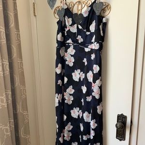 Banana Republic maxi floral orchid dress in blue and sliver - size 14